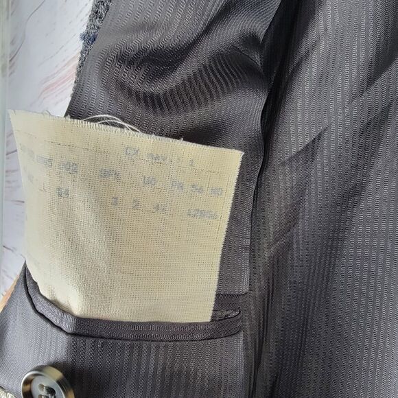 Ermenegildo Zegna Mens Size 44 L Blazer Switzerland Wool Windowpane Tweed VTG - Picture 16 of 16